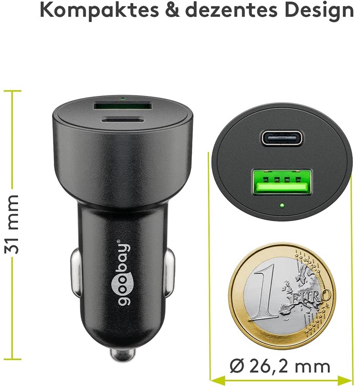 Dual-USB Auto-Schnellladegerät USB-C™ PD (Power Delivery) (48 W) Dual-USB Auto-Schnellladegerät USB-C™ PD (Power Delivery) (48 W)