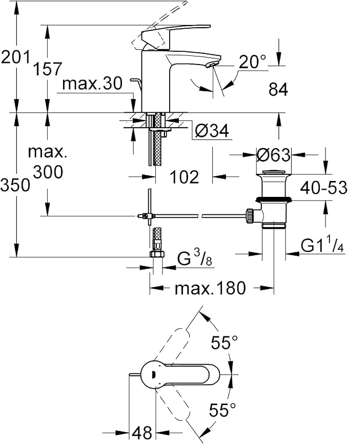 Grohe Eurostyle Cosmopolitan EH-WT-Batterie EcoJoy 3355220E