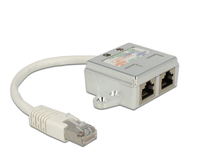 Delock RJ45 Port Doppler 1 x RJ45 Stecker > 2 x RJ45 Buchsen (2 x ISDN)