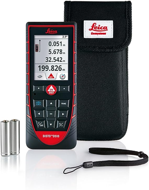 Leica DISTO D510 – professioneller Laser Entfernungsmesser mit Bluetooth (App-Nutzung) und Zielsucher für Höhenprofil- und Trapezmessungen (Innen- und Außenbereich)