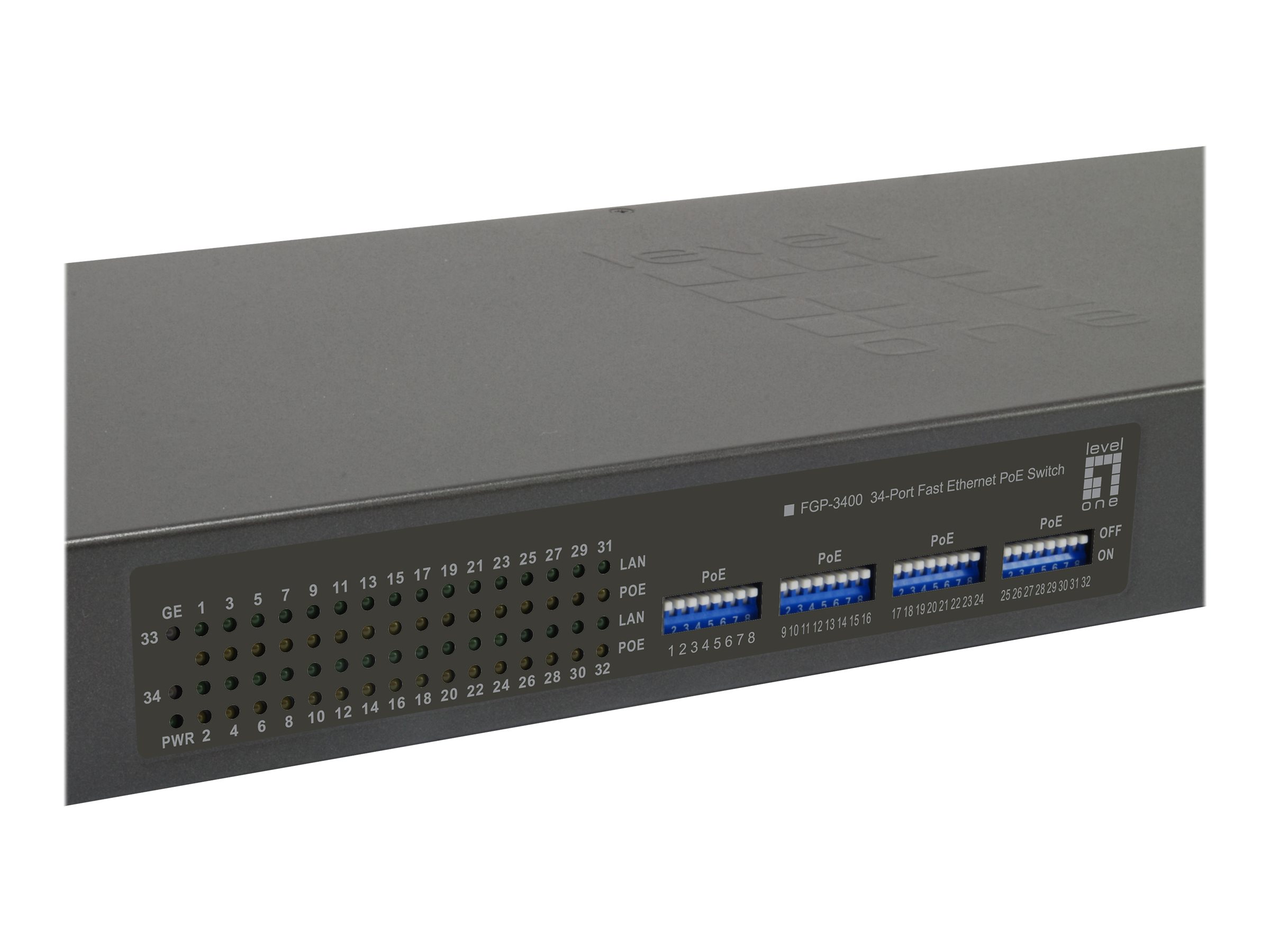 LevelOne FGP-3400W380 Netzwerk-Switch Unmanaged Fast Ethernet (10/100) Power over Ethernet (PoE) Schwarz