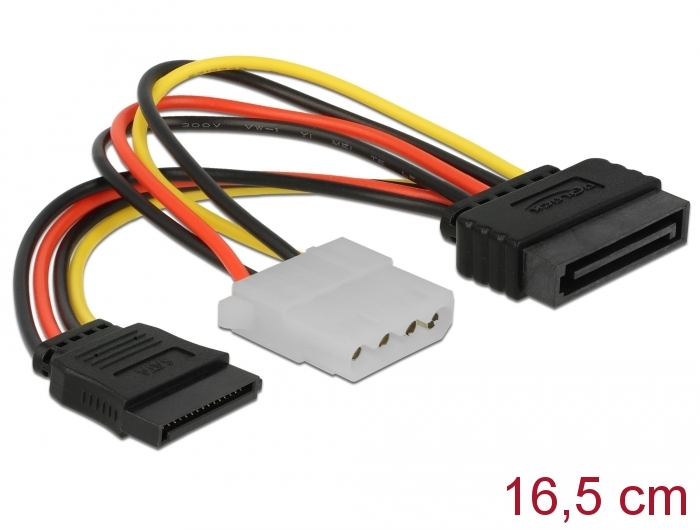 Delock Netzteil - SATA-Stromstecker (M) zu interne Stromversorgung, 4-polig, SATA-Stromstecker (W)
