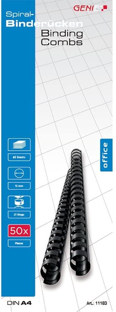Genie 11183 - Binderücken - Schwarz - 85 Blätter - Kunststoff - 1,2 cm - 120 mm