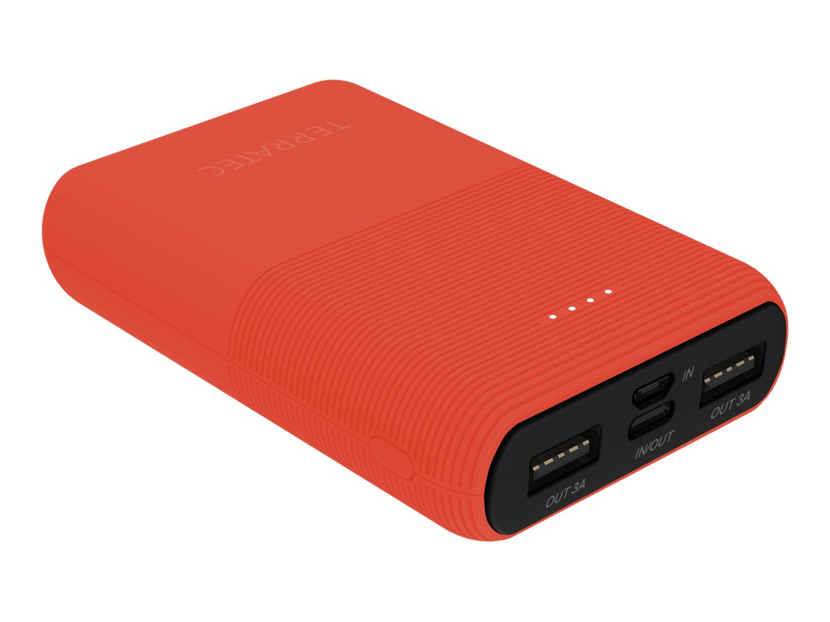 TerraTec P100 Pocket - Powerbank - 10000 mAh - 3 A - 3 Ausgabeanschlussstellen (2 x USB, USB-C)