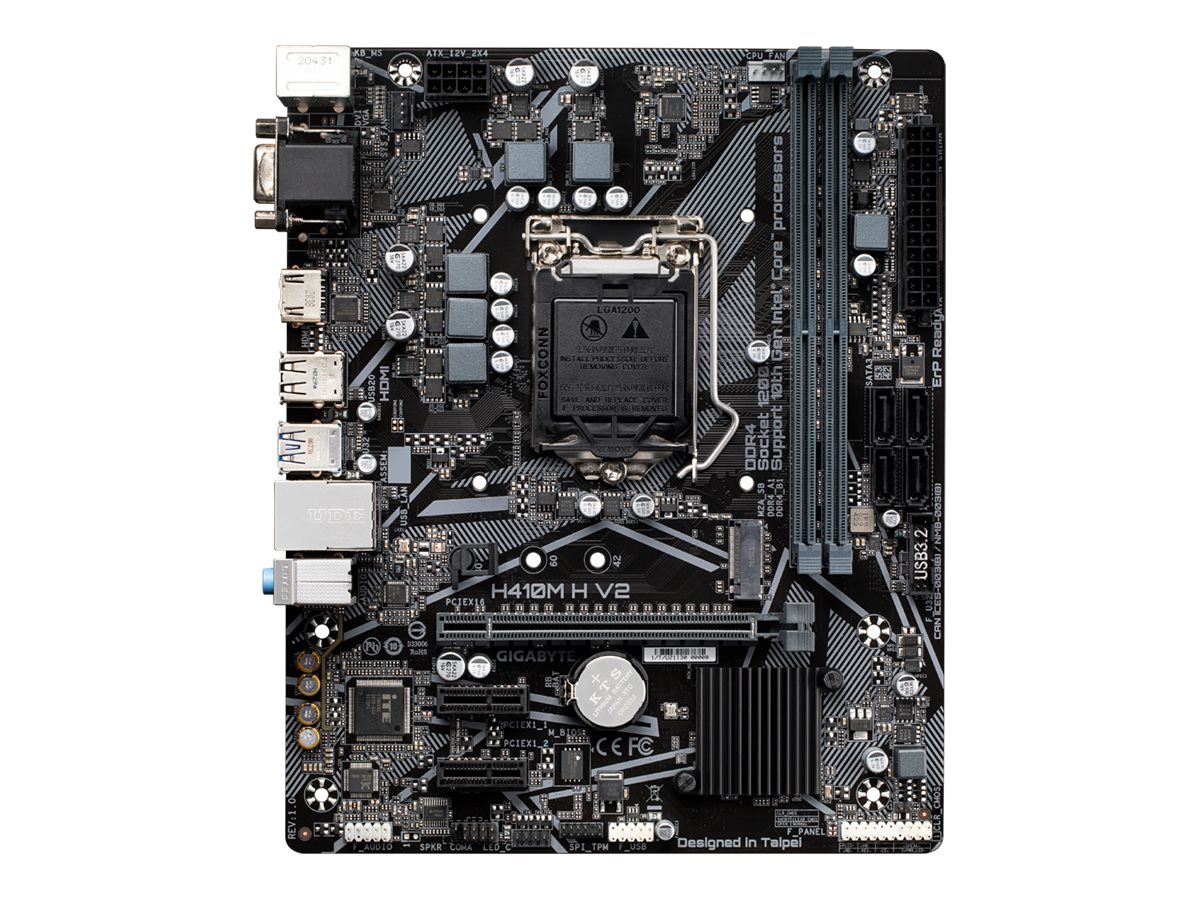 Gigabyte H410M H V2 - 1.0 - Motherboard - micro ATX - LGA1200-Sockel - H410 Chipsatz - USB 3.2 Gen 1 - Gigabit LAN - Onboard-Grafik (CPU erforderlich)