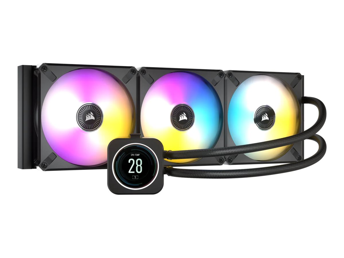 Corsair iCUE H170i ELITE LCD Display - Prozessor-Flüssigkeitskühlsystem - Kühlergröße: 420 mm - (für: LGA1156, AM2, LGA1366, AM3, LGA1155, LGA2011, LGA1150, LGA1151, AM4, LGA2066, sTR4, sTRX4, LGA1200, LGA1700)