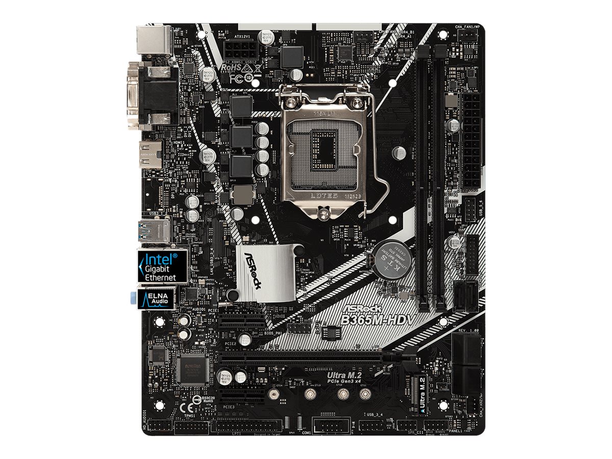 ASRock B365M-HDV - Motherboard - micro ATX - LGA1151 Socket - B365 Chipsatz - USB 3.1 Gen 1 - Gigabit LAN - Onboard-Grafik (CPU erforderlich)