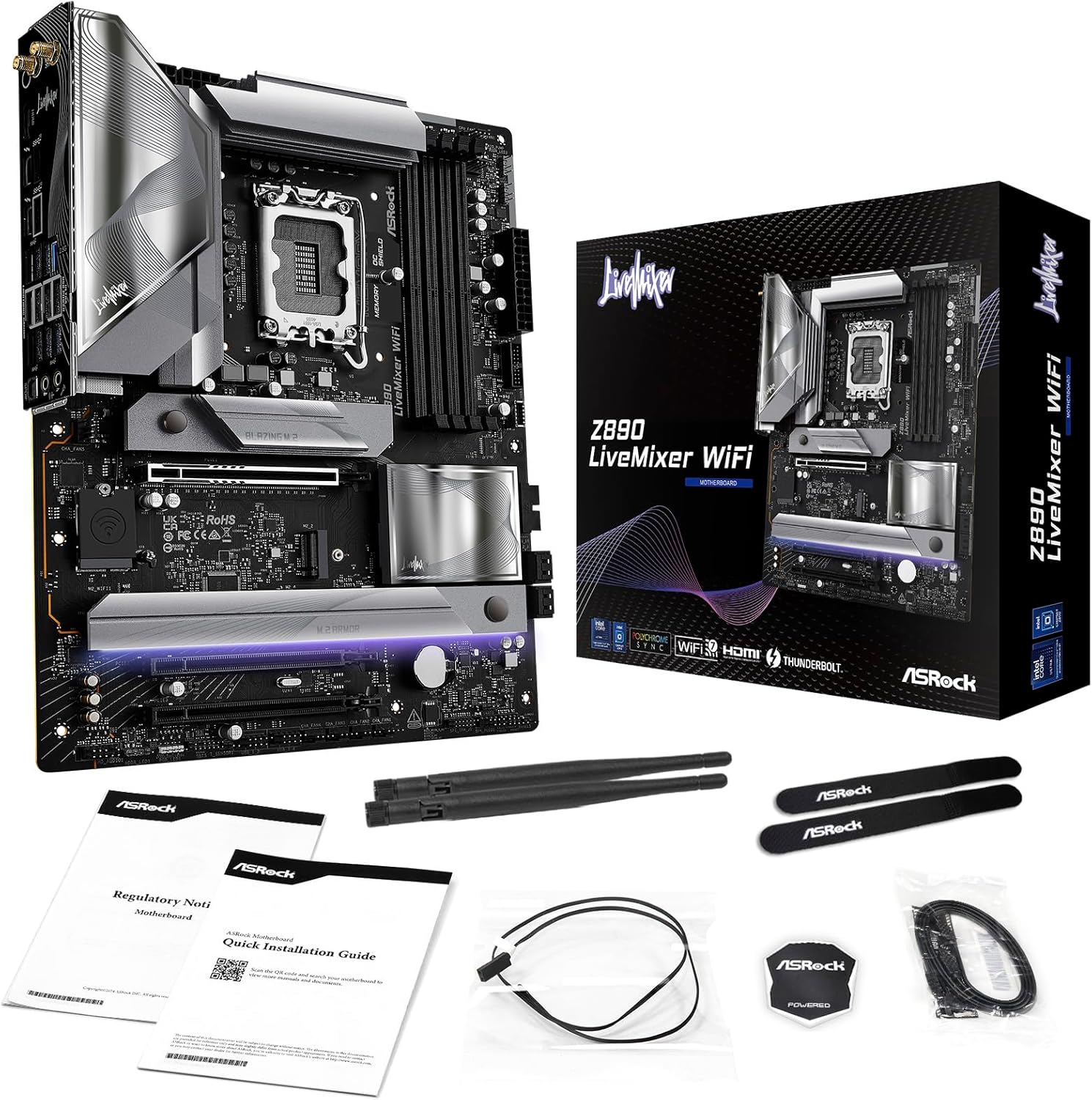 ASRock Z890 LiveMixer WiFi - Motherboard - ATX - LGA1851-Sockel - Z890 Chipsatz - USB4, USB 3.2 Gen 2x2, USB 3.2 Gen 2, USB 3.2 Gen 1 - 2.5 Gigabit LAN, Wi-Fi 7, Bluetooth - Onboard-Grafik (CPU erforderlich)