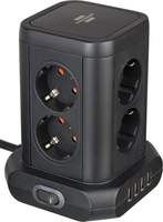 Brennenstuhl Steckdosenturm 8fach + 4xUSB, schwarz