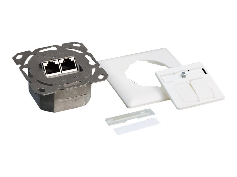 Logilink Cat.6A Anschlussdose, 2x RJ45,weiß, waagerecht
