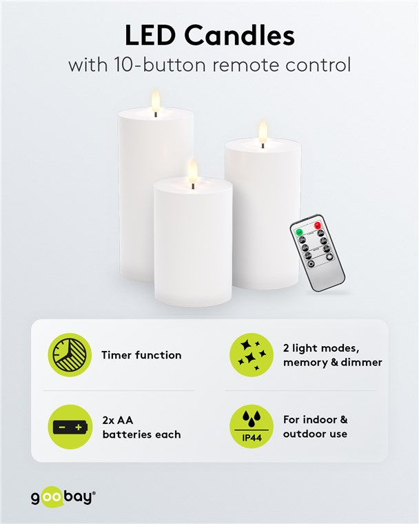 3er-Set LED-Kerzen "Outdoor" 3er-Set LED-Kerzen "Outdoor"
