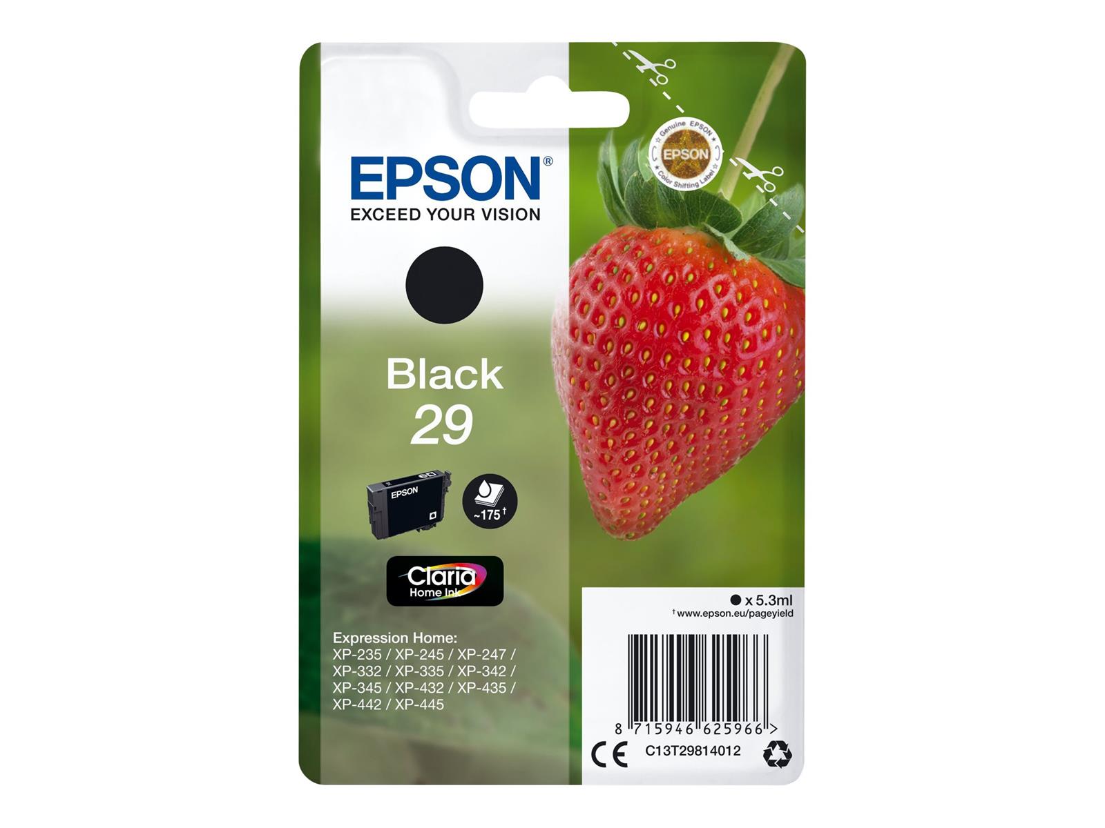 Epson Strawberry Singlepack Black 29 Claria Home Ink