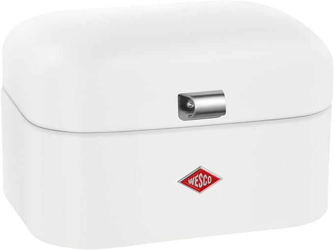 WESCO Single Grandy Brotkasten in der Farbe weiß matt, pulverbeschichtetes Stahlblech, Lüftungslöcher und stabiler Handgriff