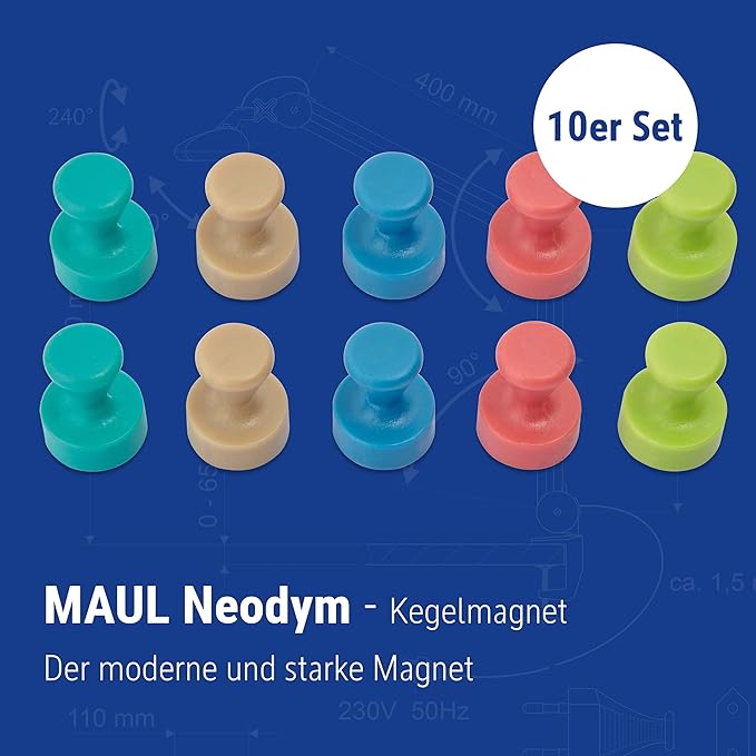 MAUL Neodym-Kegelmagnete 12mm 10 Stück div. Farben MAUL Neodym-Kegelmagnete 12mm 10 Stück div. Farben