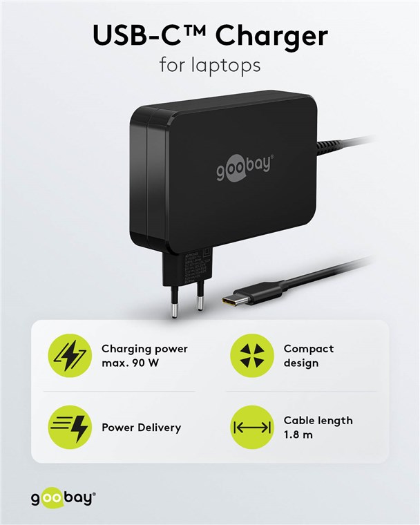 USB-C™-Ladegerät für Laptops (90 W) schwarz USB-C™-Ladegerät für Laptops (90 W) schwarz