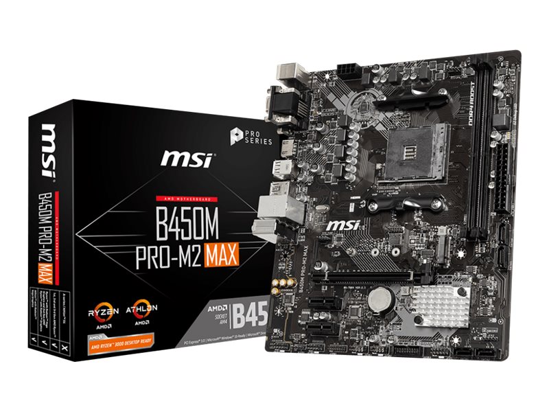 MSI B450M PRO-M2 MAX - Motherboard - micro ATX - Socket AM4 - AMD B450 Chipsatz - USB 3.2 Gen 1 - Gigabit LAN - Onboard-Grafik (CPU erforderlich) MSI B450M PRO-M2 MAX - Motherboard - micro ATX - Socket AM4 - AMD B450 Chipsatz - USB 3.2 Gen 1 - Gigabit LAN - Onboard-Grafik (CPU erforderlich)