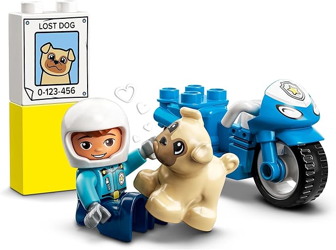 LEGO 10967 DUPLO Polizeimotorrad, Polizei-Spielzeug für Kleinkinder ab 2 Jahre, ideales Motorikspielzeug für Babys, Spielzeug-Motorrad
