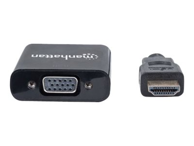 Manhattan HDMI to VGA Converter cable, 1080p, 30cm, Male to Female, Micro-USB Power Input Port for additional power if needed, Black, Three Year Warranty, Blister - Videoadapter - HD-15 (VGA)