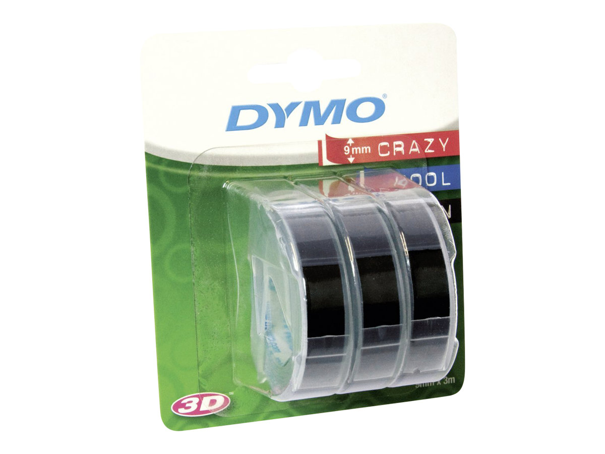 Dymo Prägeband 9 mm x 3 m, 3D weiß auf schwarz, 3 Stück