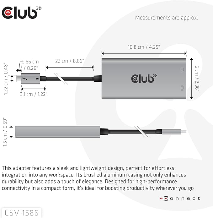 Club 3D Videoadapter - 24 pin USB-C (M) zu DisplayPort (W)