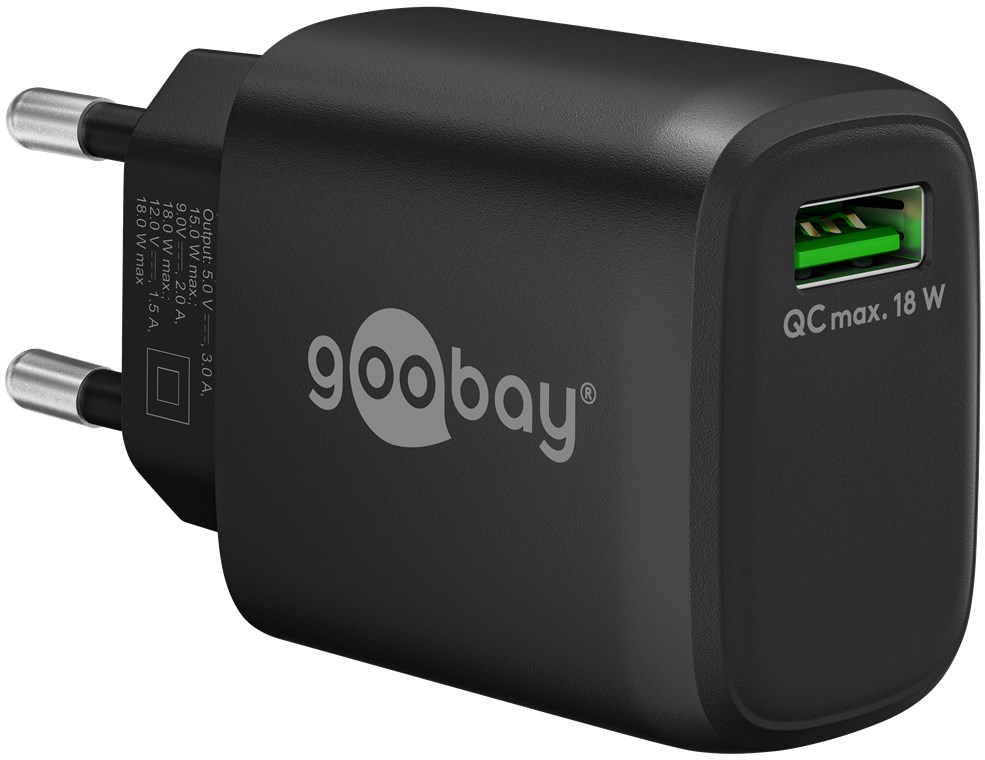 USB-Schnellladegerät QC 3.0 (18 W) schwarz