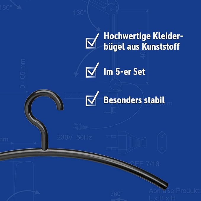 MAUL Kleiderbügel Kunststoff, 5 St. schwarz MAUL Kleiderbügel Kunststoff, 5 St. schwarz