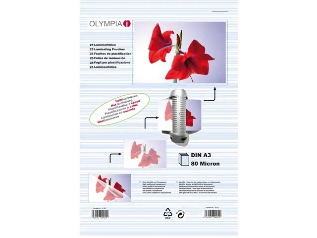 Olympia Laminierfolien DIN A3, 25 Stück 80 mic