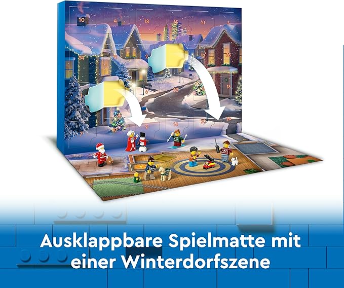 LEGO City Adventskalender 2024, Adventsgeschenk für Kinder ab 5 Jahren, 24 Überraschungen, Minifiguren in Weihnachtspullis, Weihnachtsmann und Frau Weihnachtsmann, Geschenk zu Weihnachten 60436