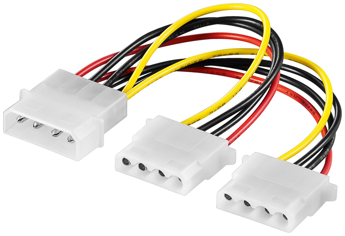 PC Y Stromkabel/Stromadapter 5.25, 1x Stecker zu 2x Buchse