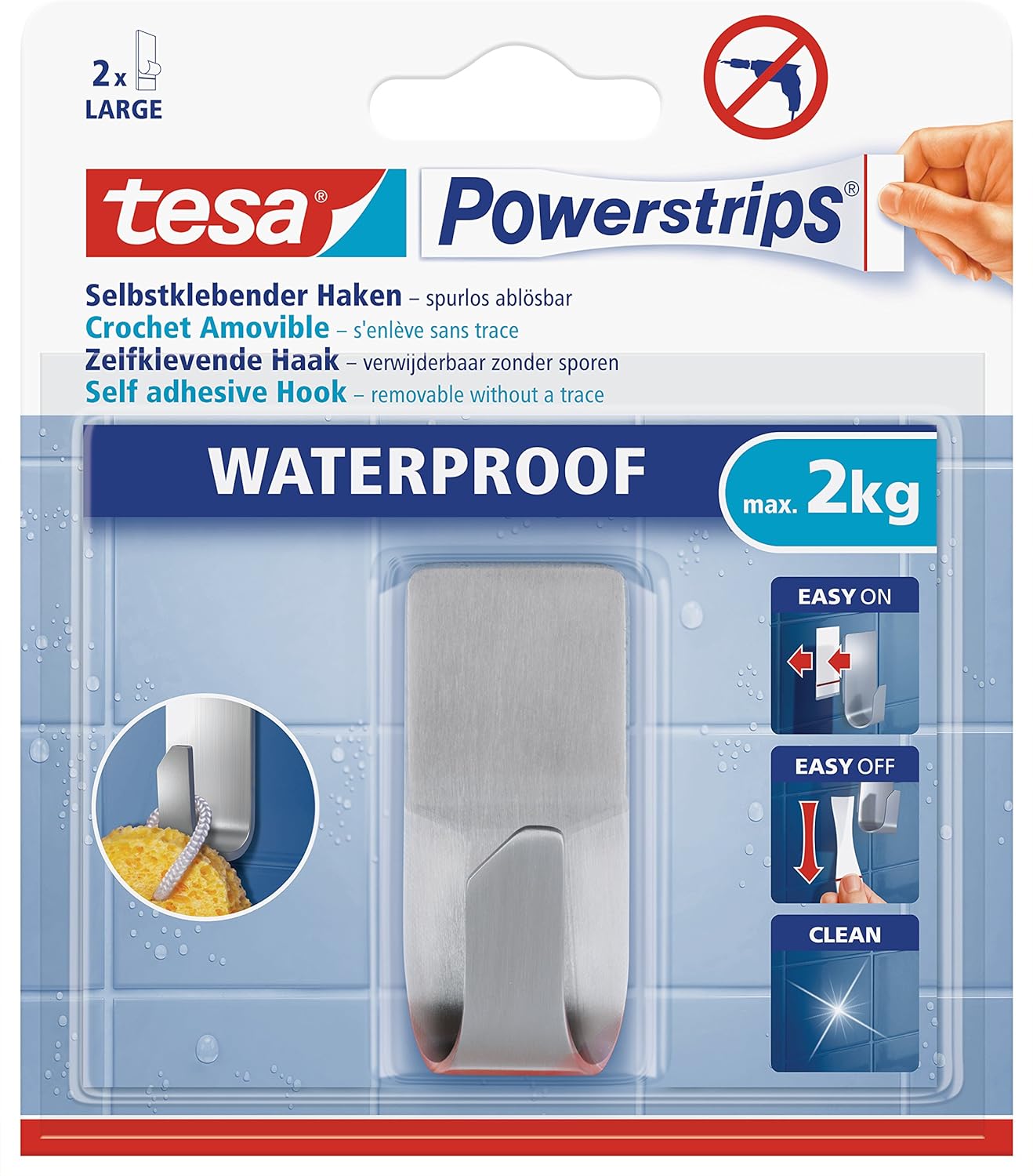 tesa  Powerstrips Waterproof Haken Zoom Metall