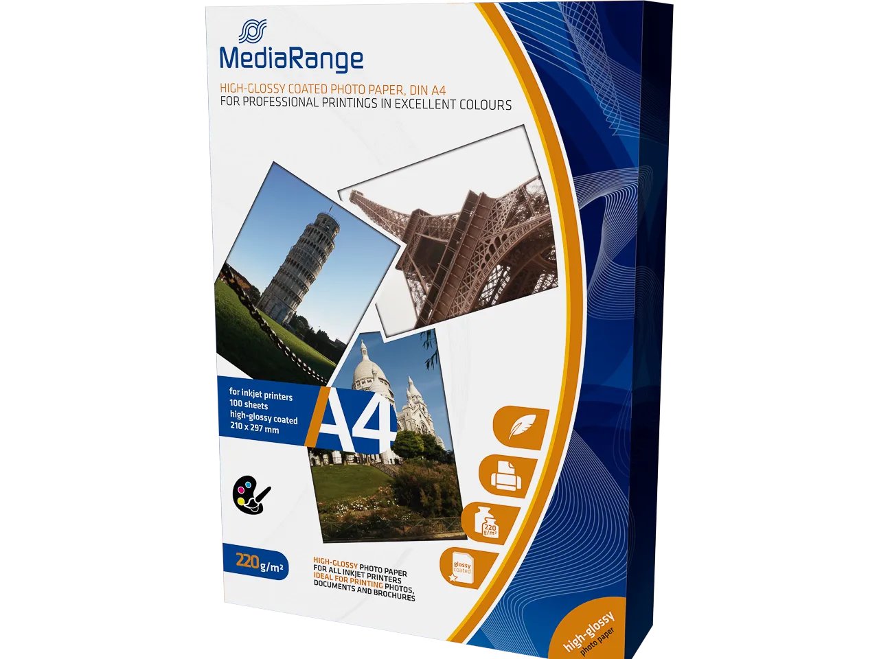 MediaRange Foto Papier hochglänzend A4 220g 100 Blatt