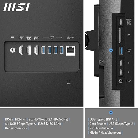 MSI Modern AM273QP AI 1UM-006DE - All in One PC, Intel Core Ultra 7 Prozessor 155H, 27 Zoll, WQHD (2560x1440), 100Hz, 1TB SSD, 32GB DDR5, Webcam, Windows 11 Pro, Schwarz