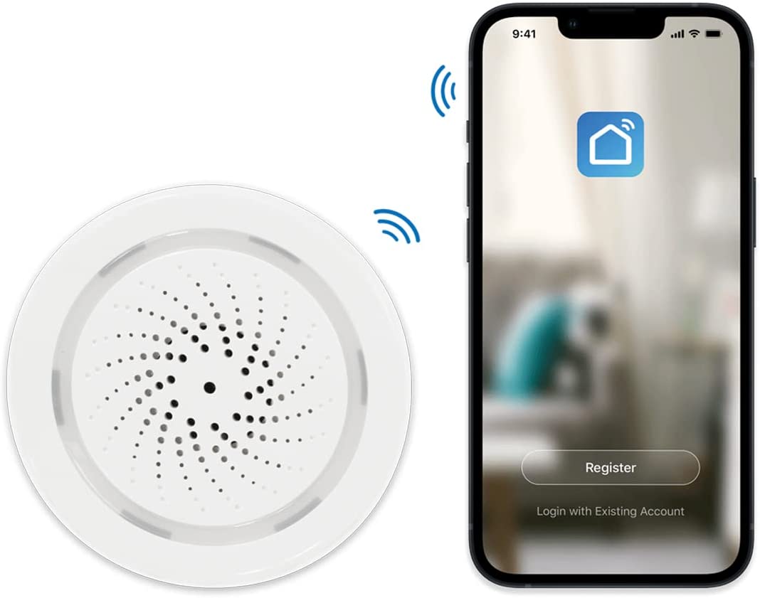 LogiLink SH0110 - Wi-Fi Smart Home Alarmsirene (90db), über App steuerbar, IP20, Tuya kompatibel, unterstützt Amazon Alexa und Google Home