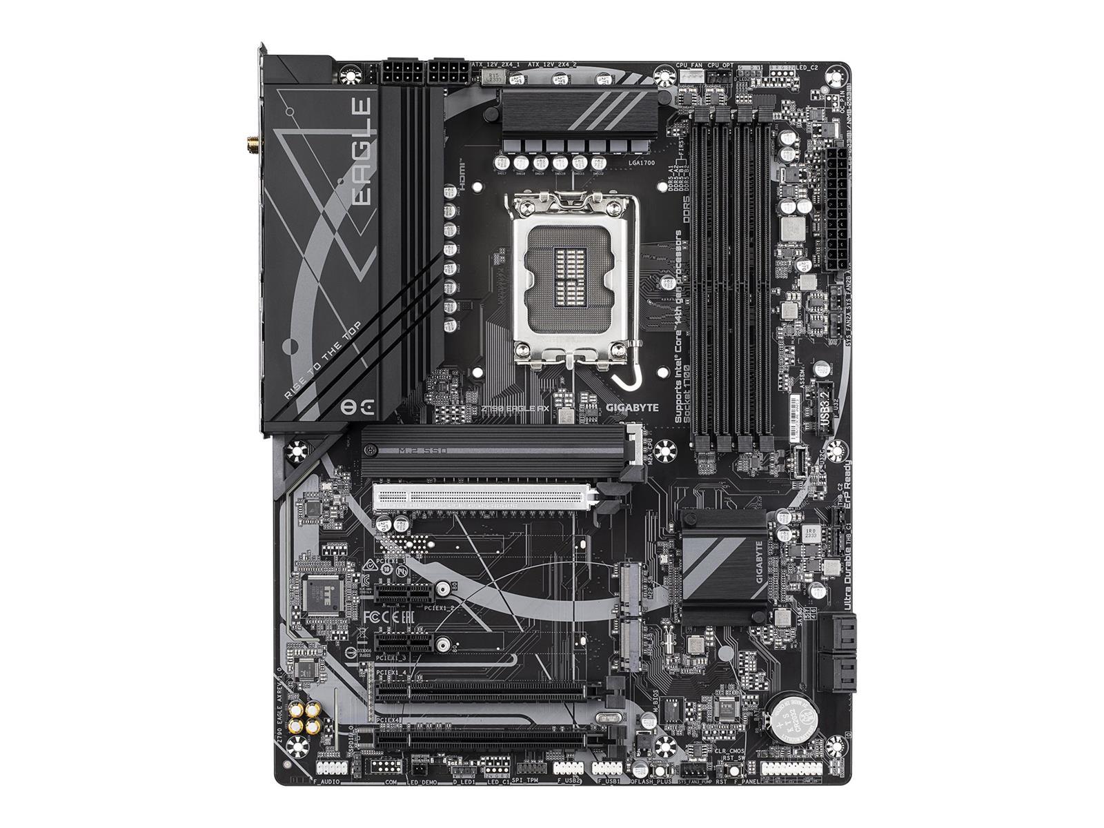 GIGABYTE Z790 EAGLE AX Motherboard - Unterstützt Intel Core 14. Generation CPUs, 12+1+1 Phasen Digital VRM, bis zu 7600MHz DDR5 (OC), 3xPCIe 4.0 M.2, Wi-Fi 6E, 2.5GbE LAN, USB 3.2 Gen 2
