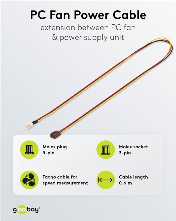 PC Lüfter-Stromkabel, Verlängerung 3-Pin zu 3-Pin PC Lüfter-Stromkabel, Verlängerung 3-Pin zu 3-Pin
