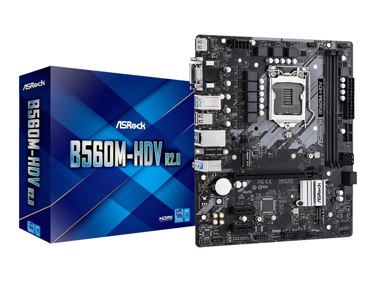 ASRock B560M-HDV R2.0 - Motherboard - micro ATX - LGA1200-Sockel - B560 Chipsatz - USB 3.2 Gen 1 - Gigabit LAN - Onboard-Grafik (CPU erforderlich)
