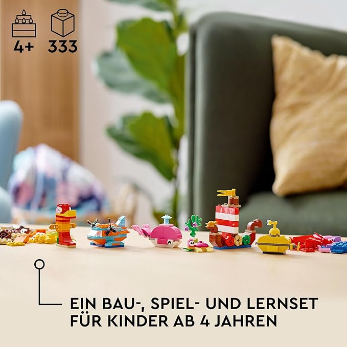 LEGO 11018 Classic Kreativer Meeresspaß, Kreativ-Set mit Bausteinen für Kinder ab 4 Jahre mit Wal, Schilldkröte und Seepferdchen                  11018