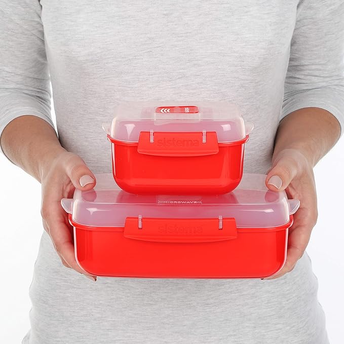 sistema Mikrowellenbehälter Eckig mit Ventil 525 ml rot sistema Mikrowellenbehälter Eckig mit Ventil 525 ml rot