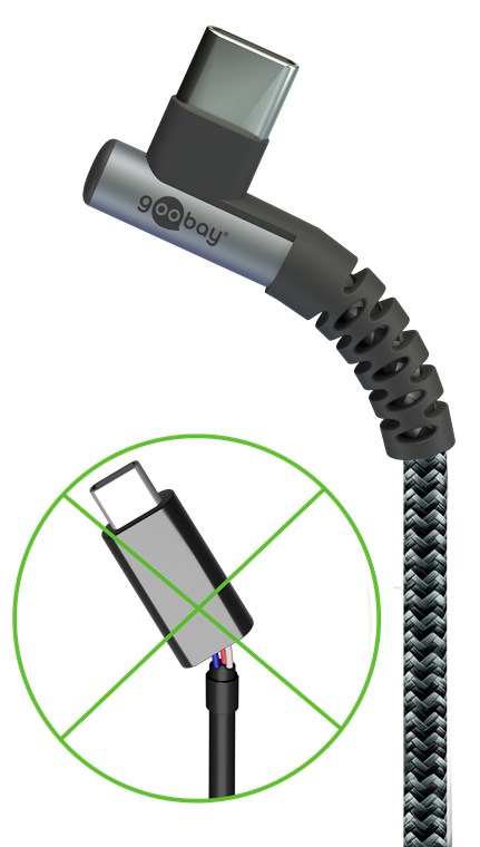 USB-C™-auf-USB-C™-Textilkabel mit Metallsteckern (spacegrau/silber), 90°, 1 m USB-C™-auf-USB-C™-Textilkabel mit Metallsteckern (spacegrau/silber), 90°, 1 m
