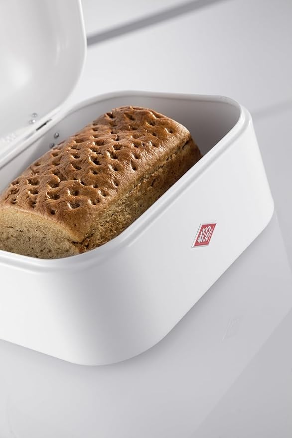 WESCO Single Grandy Brotkasten in der Farbe weiß matt, pulverbeschichtetes Stahlblech, Lüftungslöcher und stabiler Handgriff