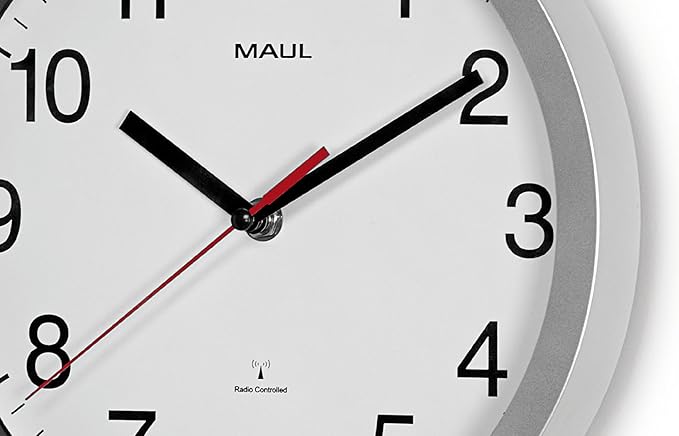 MAUL Wanduhr Run weiß/silber Kunststoff 25cm inkl. Batterien