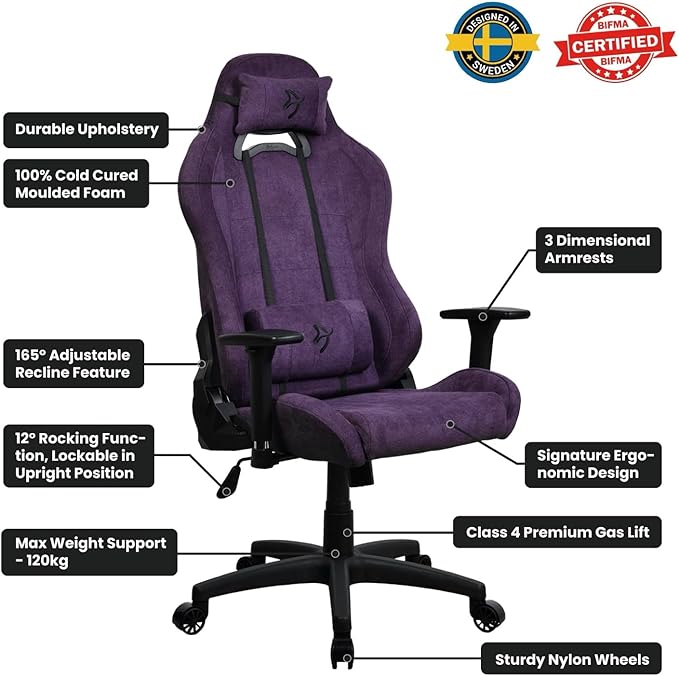 Arozzi Gaming Stuhl Toretta Purple                SoftFabric
