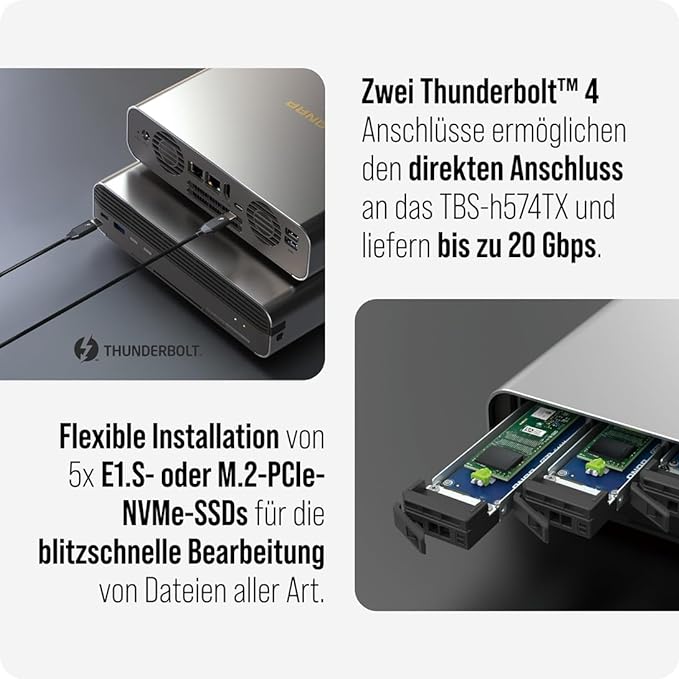 QNAP TBS-H574TX - NAS-Server - 5 Schächte - RAID JBOD, RAID 0, 1, 10, 5, 50, 6, 60, 60 Hot Spare
