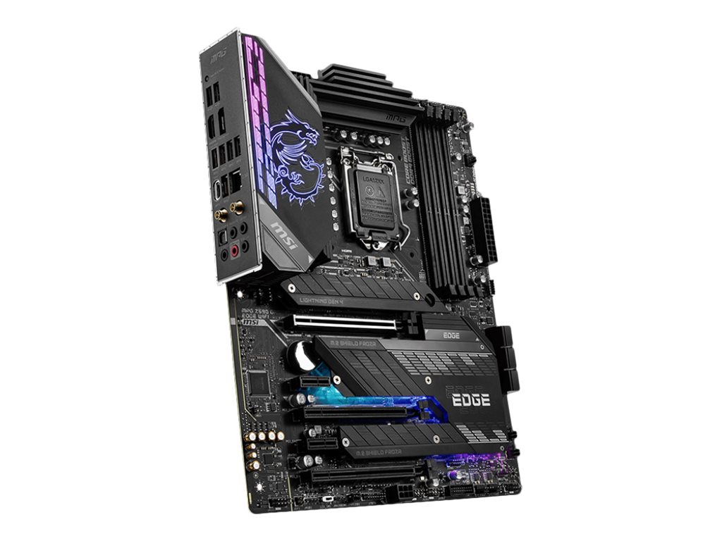 MSI MPG Z590 GAMING EDGE WIFI - Motherboard - ATX - LGA1200-Sockel - Z590 Chipsatz - USB-C Gen2, USB 3.2 Gen 1, USB 3.2 Gen 2, USB-C Gen 2x2 - 2.5 Gigabit LAN, Wi-Fi, Bluetooth - Onboard-Grafik (CPU erforderlich) MSI MPG Z590 GAMING EDGE WIFI - Motherboard - ATX - LGA1200-Sockel - Z590 Chipsatz - USB-C Gen2, USB 3.2 Gen 1, USB 3.2 Gen 2, USB-C Gen 2x2 - 2.5 Gigabit LAN, Wi-Fi, Bluetooth - Onboard-Grafik (CPU erforderlich)