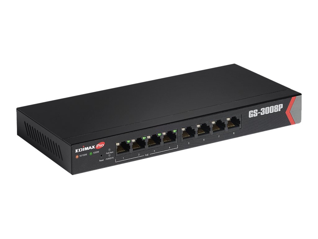 Edimax GS-3008P Netzwerk-Switch Managed Gigabit Ethernet (10/100/1000) Power over Ethernet (PoE) Schwarz
