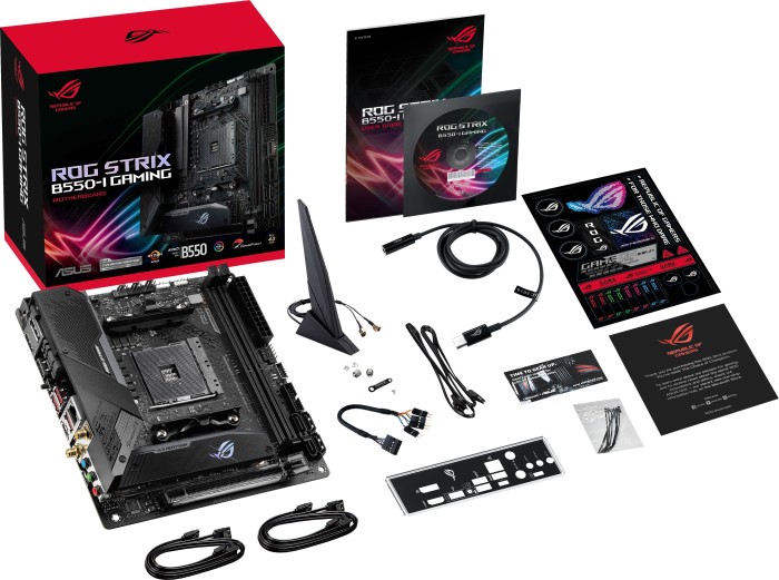 ASUS ROG STRIX B550-I GAMING - Motherboard - Mini-ITX - Socket AM4 - AMD B550 Chipsatz - USB-C, USB-C Gen2, USB-C Gen1, USB 3.2 Gen 1, USB 3.2 Gen 2 - 2.5 Gigabit LAN, Wi-Fi, Bluetooth - Onboard-Grafik (CPU erforderlich) ASUS ROG STRIX B550-I GAMING - Motherboard - Mini-ITX - Socket AM4 - AMD B550 Chipsatz - USB-C, USB-C Gen2, USB-C Gen1, USB 3.2 Gen 1, USB 3.2 Gen 2 - 2.5 Gigabit LAN, Wi-Fi, Bluetooth - Onboard-Grafik (CPU erforderlich)