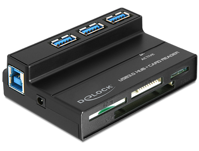 Delock USB 3.0 Card Reader All in 1 + 3 Port USB 3.0 Hub - Kartenleser - All-in-one (Multi-Format)