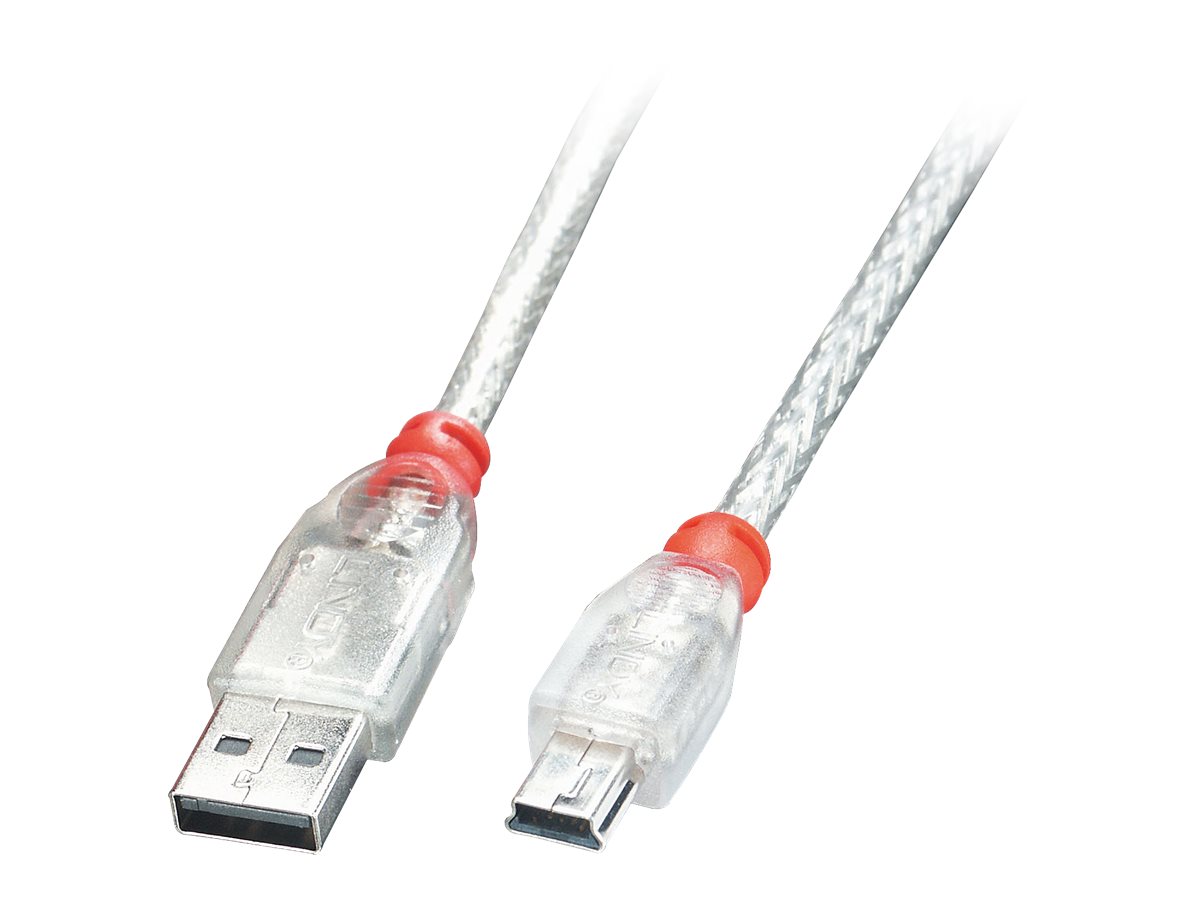Lindy 41785 USB Kabel USB 2.0 5 m USB A Mini-USB B Transparent