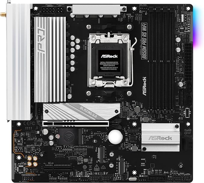 ASRock B850M Pro RS WiFi AM5 mATX HDMI/DP DDR5 - AMD Sockel AM5 (Ryzen Zen4) - Micro/Mini/Flex-ATX