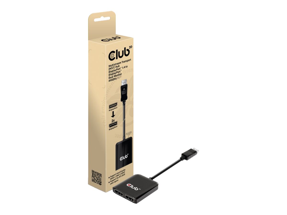 CLUB3D Multistream Transport (MST) Hub DisplayPort™1.4 zu DisplayPort™1.4 Dual Monitor 4K60Hz M/F